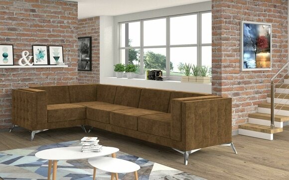 Ecksofa Polster Garnitur Wohnlandschaft L Form Designer Sofa Couch Sofas Textil
