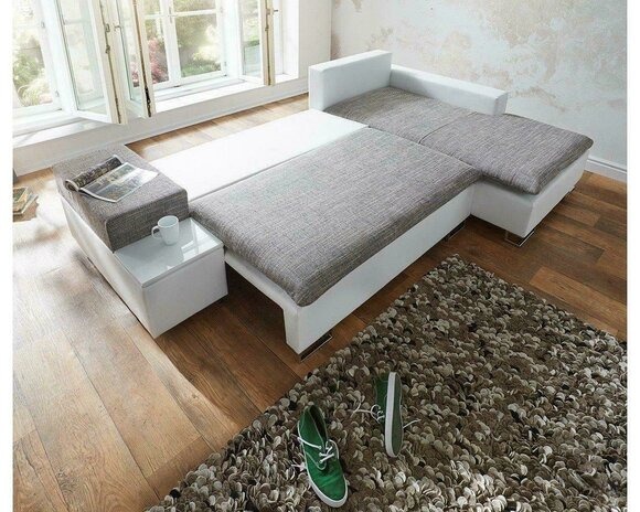 Schlafsofa Design Ecksofa L-form Bettfunktion Couch Textil Sofas Stoff Schlaf