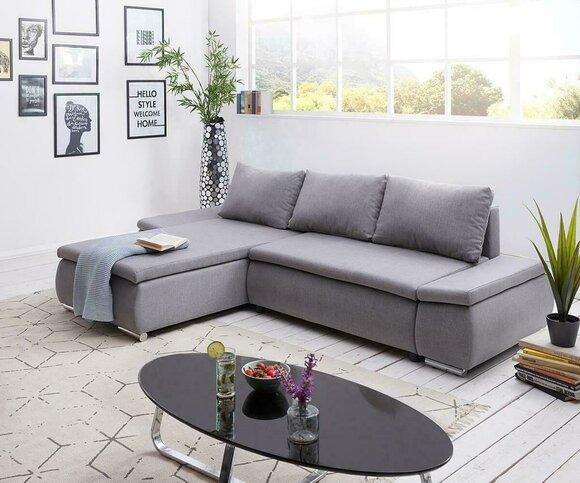 Schlafsofa Design Ecksofa L-form Bettfunktion Couch Textil Sofas Stoff Schlaf