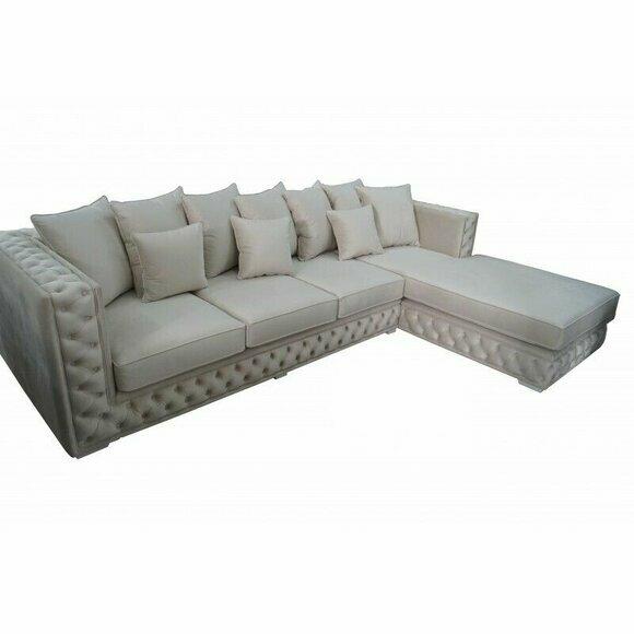 Chesterfield Design Sofa Eckcouch Polster Sitz Eckgarnitur Moderne Textil Sofas