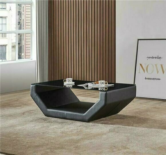 Edler Luxus Couchtische Glas Design Couch Tisch Sofa Beistell Leder Tische Neu