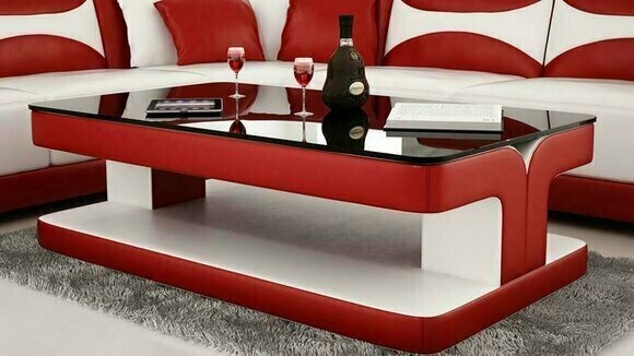 Moderner Leder Couchtisch Tisch Moderner Glastisch Design Tische Glas Wohnzimmer