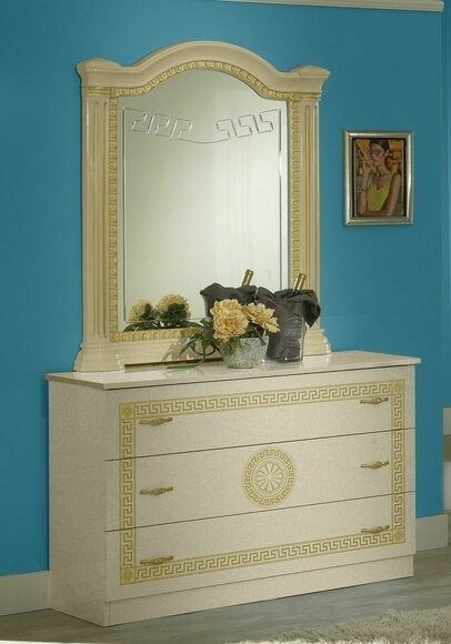 Spiegel Kommode Schrank Kommoden Schlafzimmer Set Holz Klassischer Stil 2tlg.