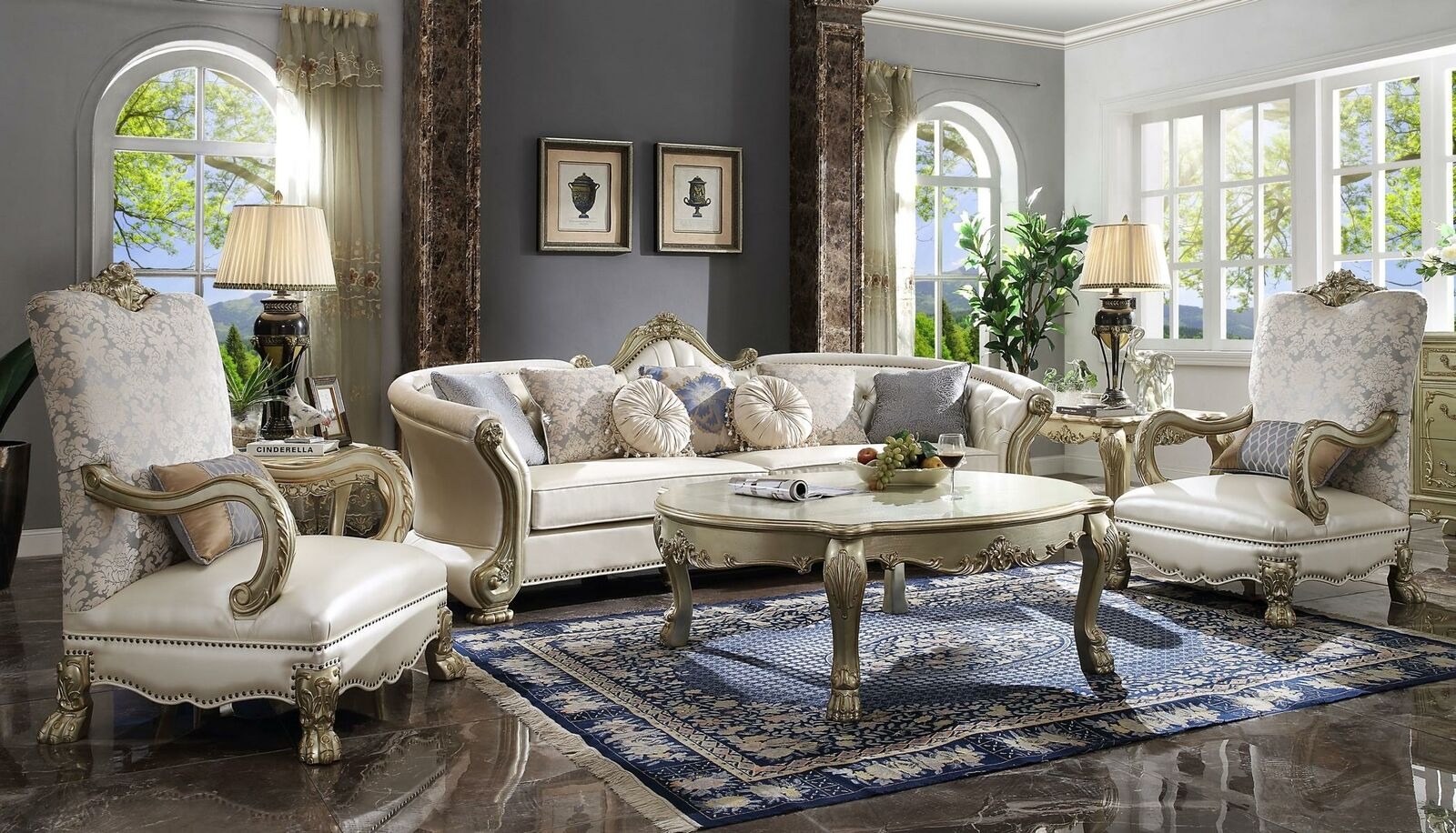 Klassischer Tisch Couchtisch Beistelltisch Sofa Design Wohnzimmer Barock 138x120