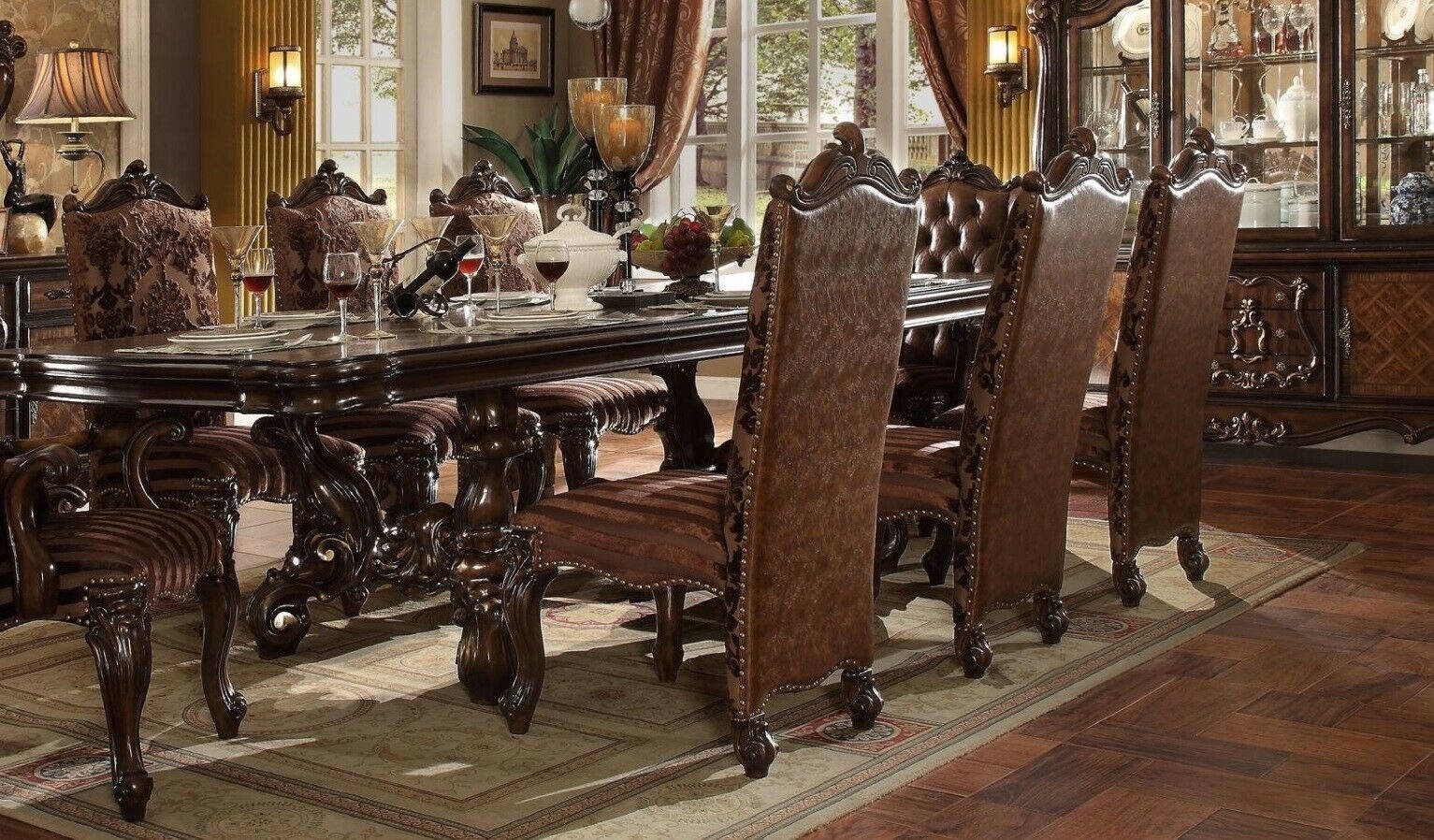 Luxus Möbel Stuhl Set 6x Stühle Gruppe Garnitur Esszimmer Sessel Chesterfield