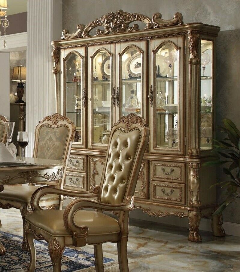 Vitrine 4 Türige Schrank Vitrinen Wohnzimmer Schau Schränke Design Barock Rokoko