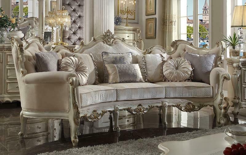 Exclusive Holz geschnitzte Viersitzer xxl Couch Barock Rokoko Textil Sofa Rund