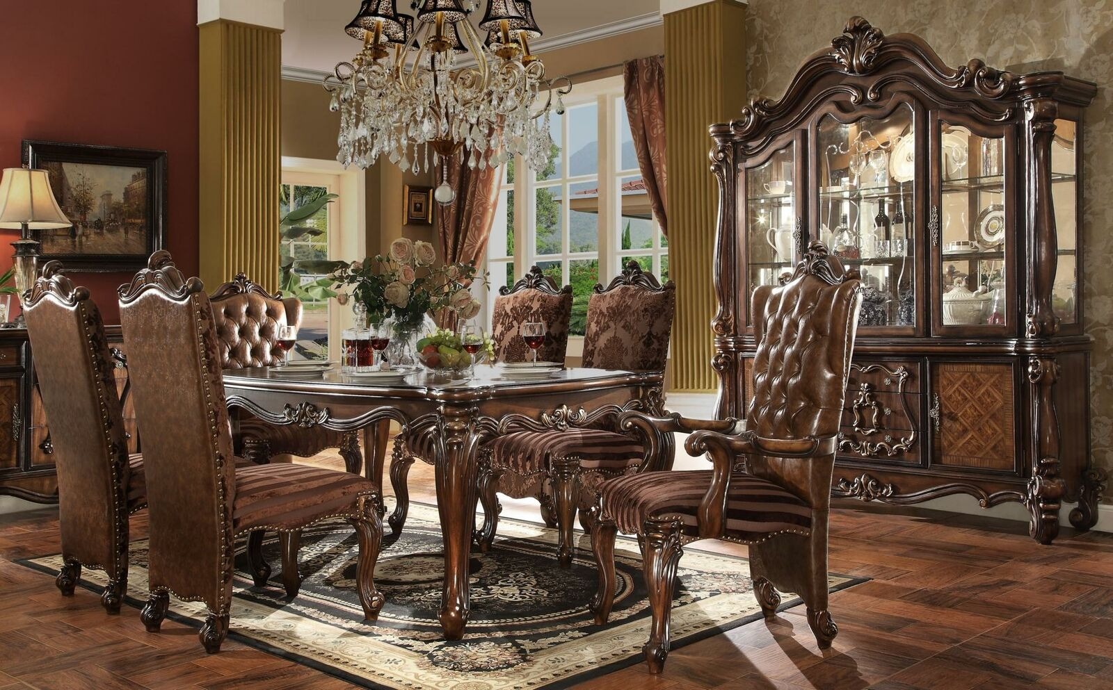 Komplett Set Esstisch + 6 Stühle Esszimmer Set Ess Gruppe Holz Tisch Tische 7tlg
