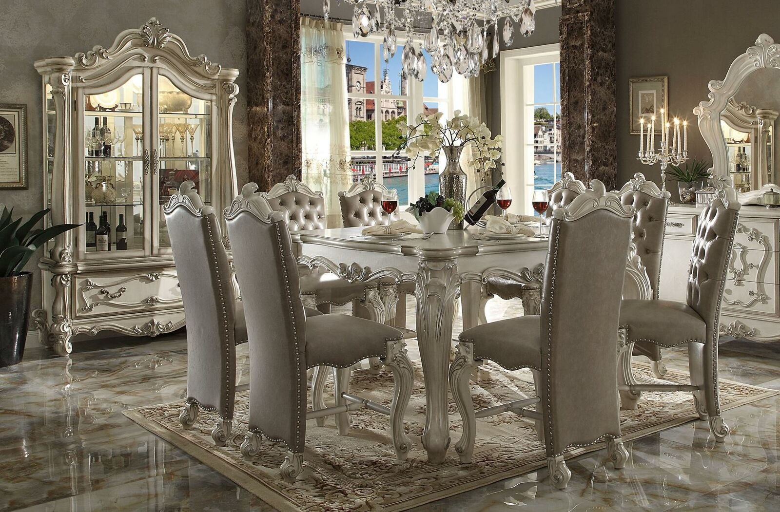 Königliches Esszimmer Garnitur Set Barock Rokoko Tisch 8x Stühle Stuhl Gruppe
