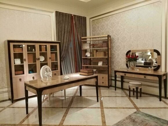 Büro Office Kanzlei Tisch Regal Akten Schrank Schreib Moderner Holz Schreibtisch