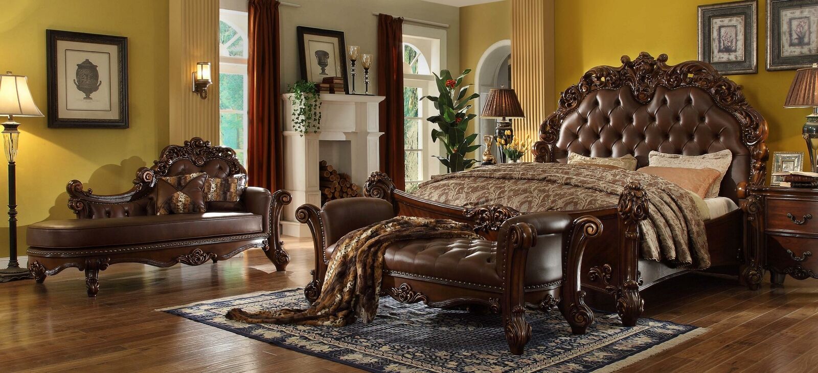 Königliches Doppel Bett Betten 2x Nachttisch Konsole Komplett Set Schlafzimmer