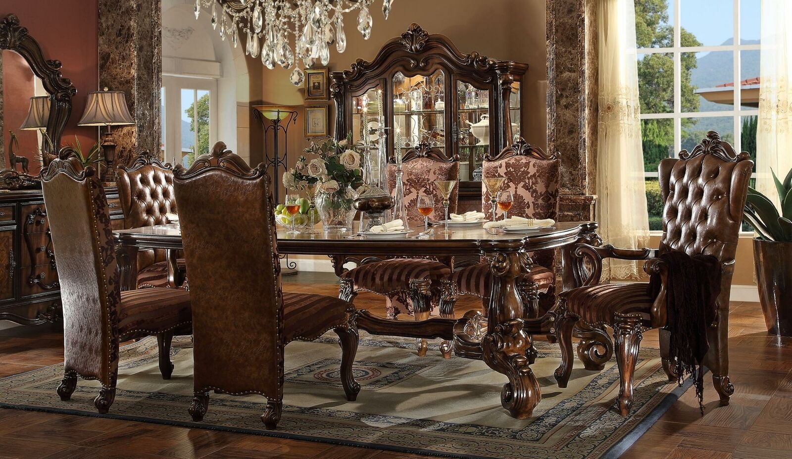 Esstisch + 6 Stühle Esszimmer Set Essgruppe Klassischer Tisch 7tlg Set Stuhl neu