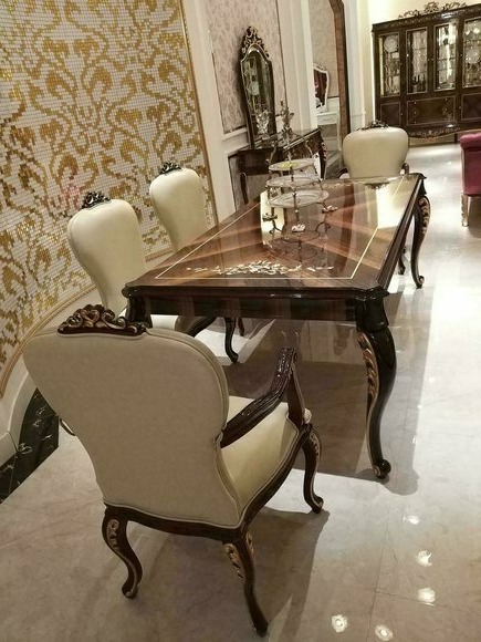 Esstisch 4 Stühle Stuhl Esszimmer Garnitur Barock Rokoko Tische Tisch 5tlg. Neu