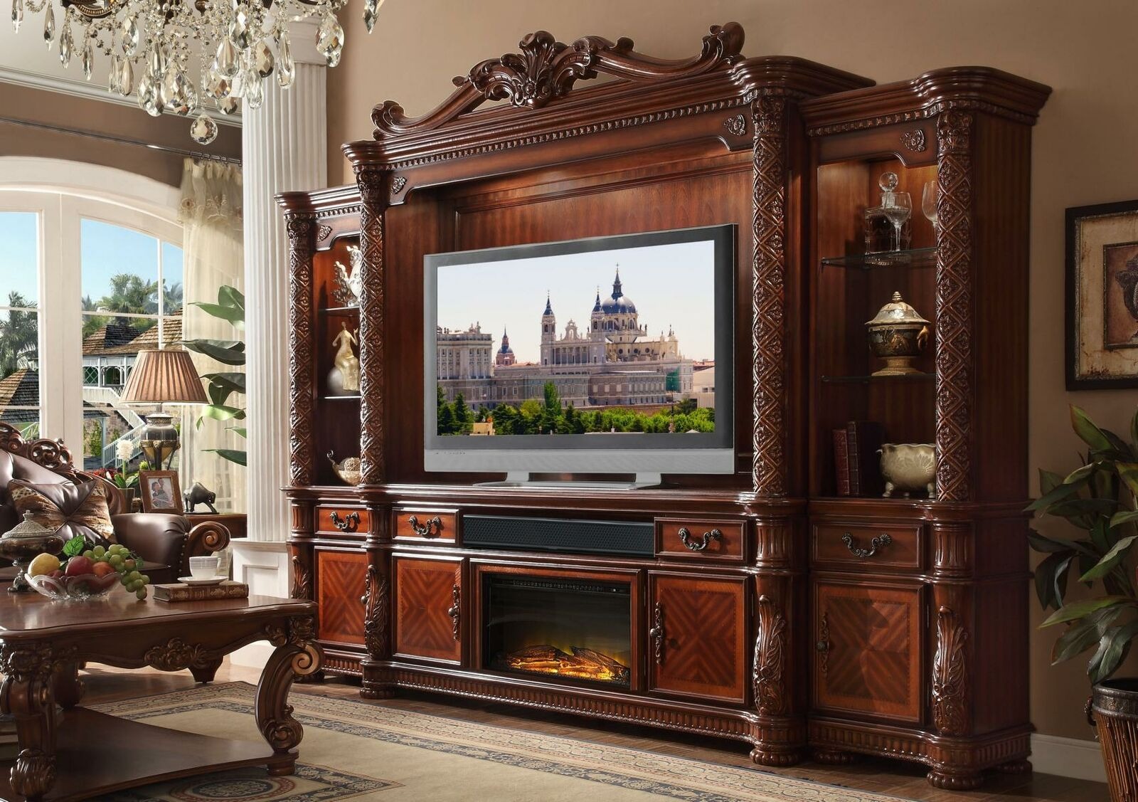 Designer Wohnzimmer TV Anbauwand Medienwand Fernsehwand Fernsehschrank Wohnwand