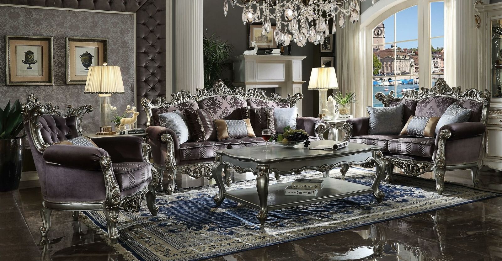 Sofagarnitur 3+2 Sitzer Klassischer Wohnlandschaft Sofas Couchen Barock Möbel