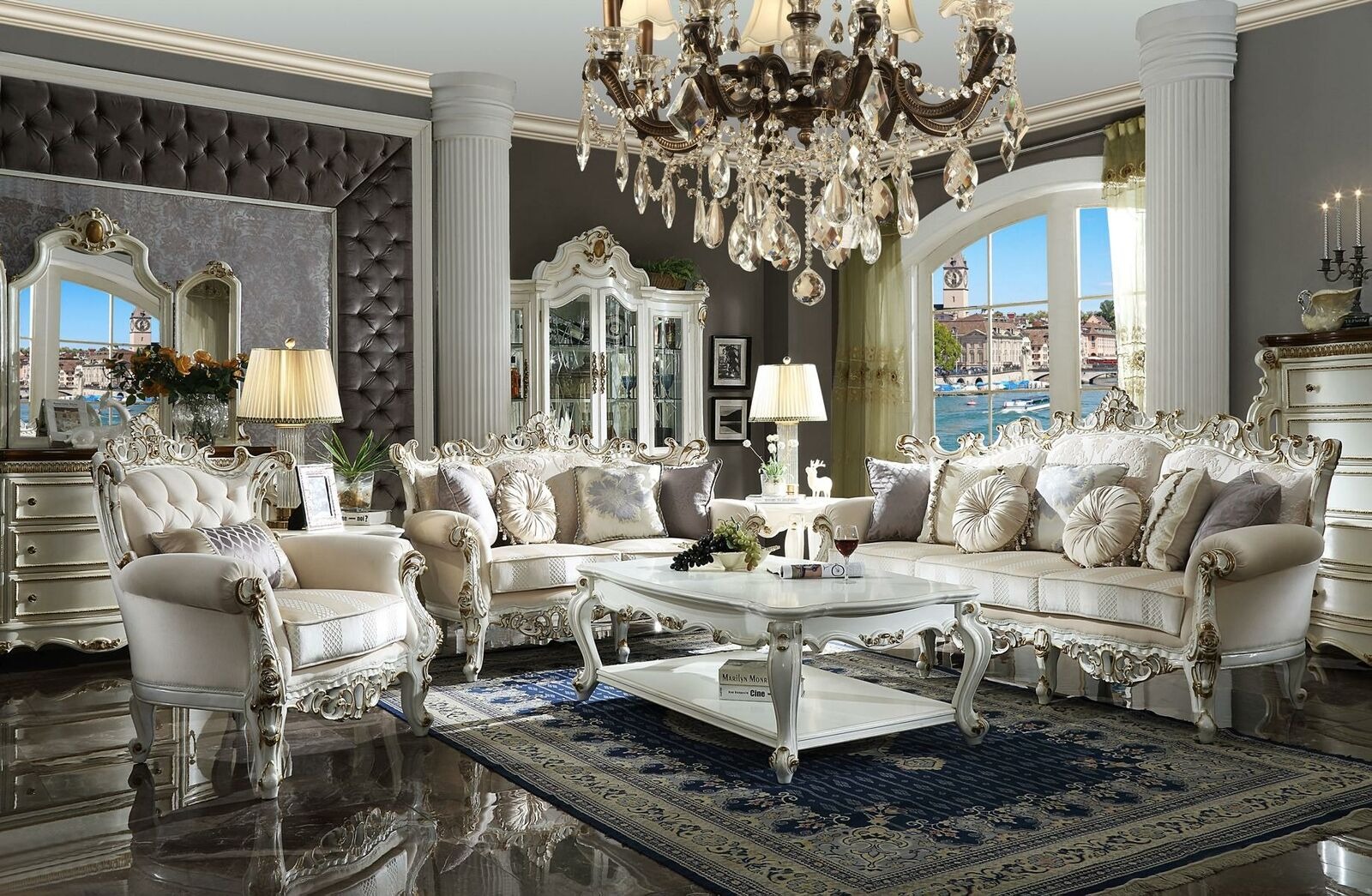 Sofagarnitur 3+2 Sitzer Klassischer Wohnlandschaft Sofas Couchen Polster Barock