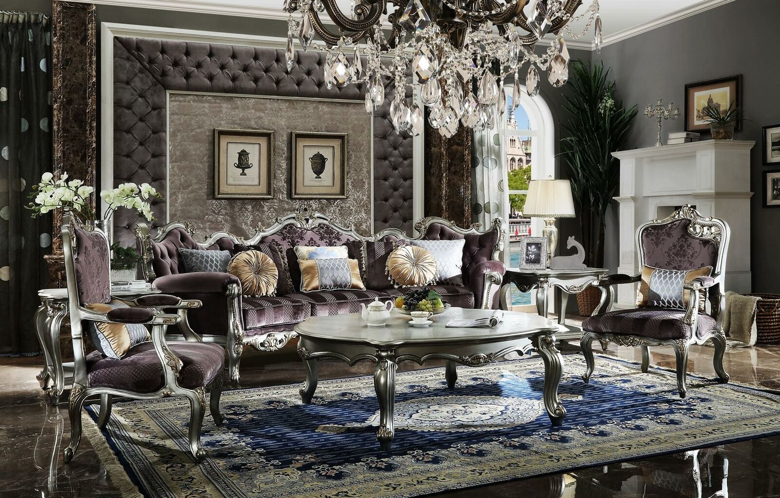Sofagarnitur 4+1+1 Sitzer Couchtisch 4tlg. Set Design Sofa Couchen Barock Rokoko