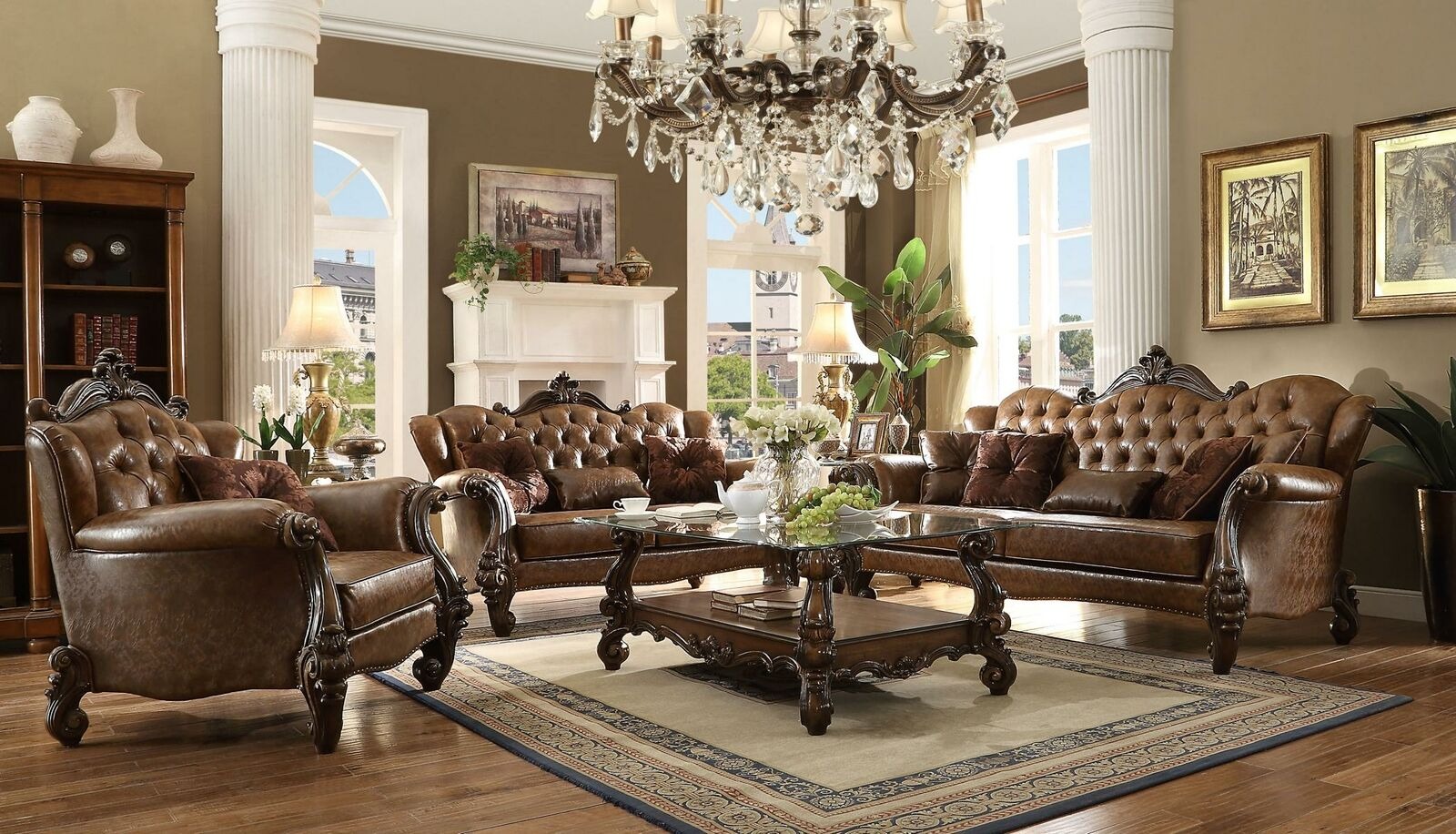 Sofagarnitur 3+2+1 Sitzer Sofa Couch Polster Garnitur Couchen Leder Chesterfield