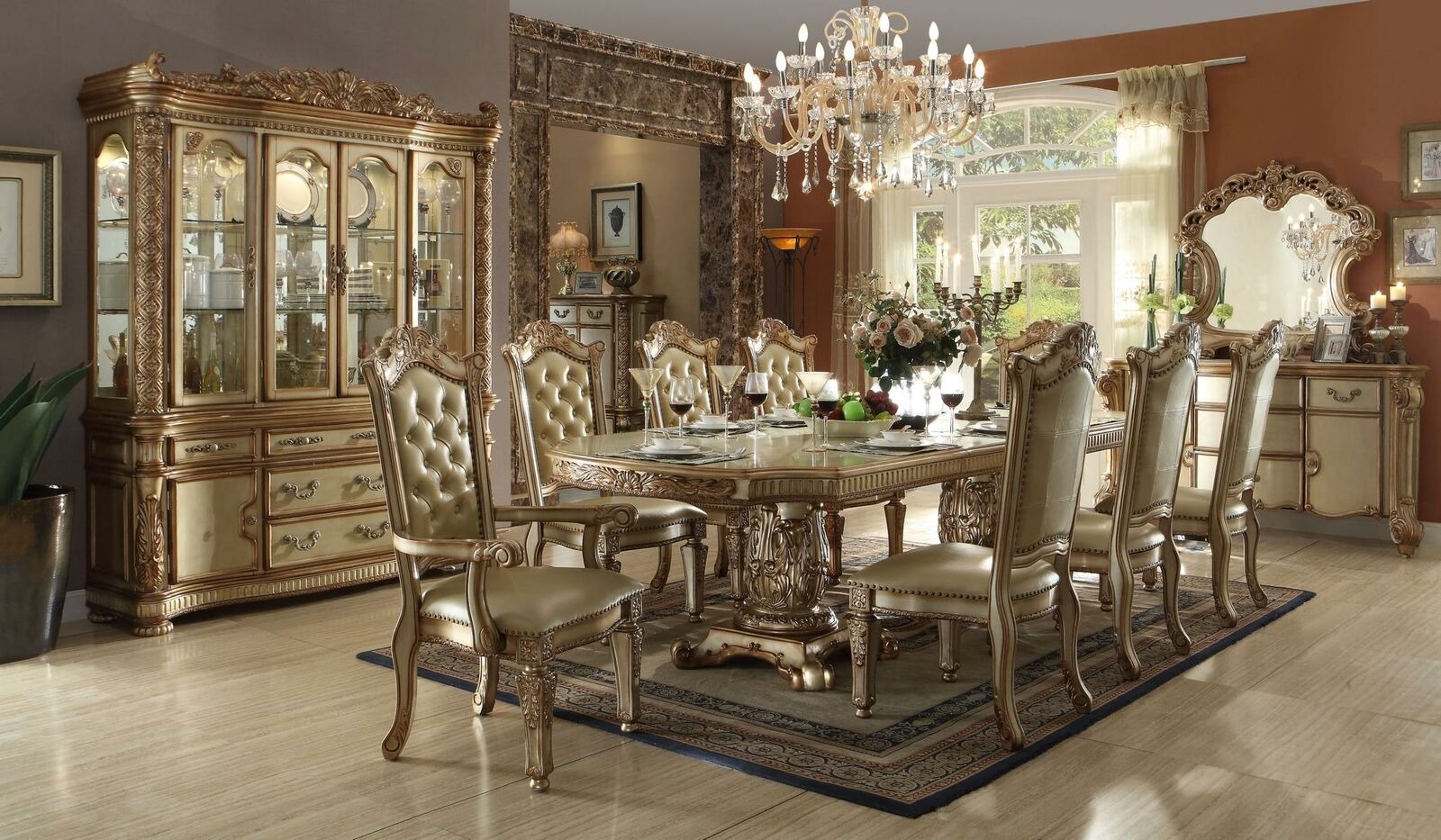 Esszimmer 8 Lehnstühle 9tlg Set Klassische Garnitur Esstisch Stuhl Gruppe Barock