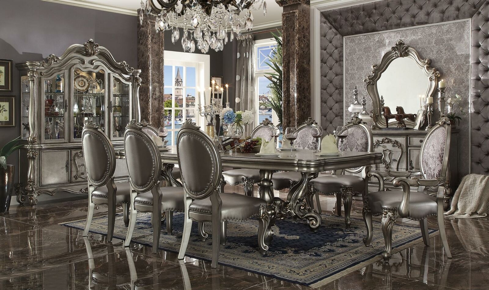 Esstisch & 8x Stühle Esszimmer Set Essgruppe Garnitur Tisch Stuhl Tische Barock
