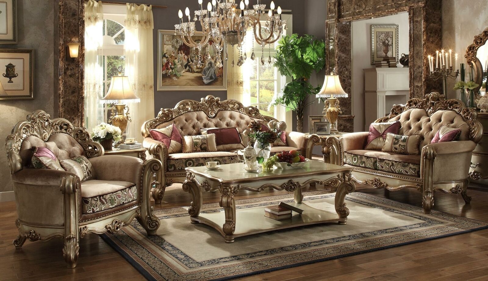 Sofagarnitur 3+2+1 Sitzer Set Sofa Polster Couchen Couch Luxus Chesterfield neu