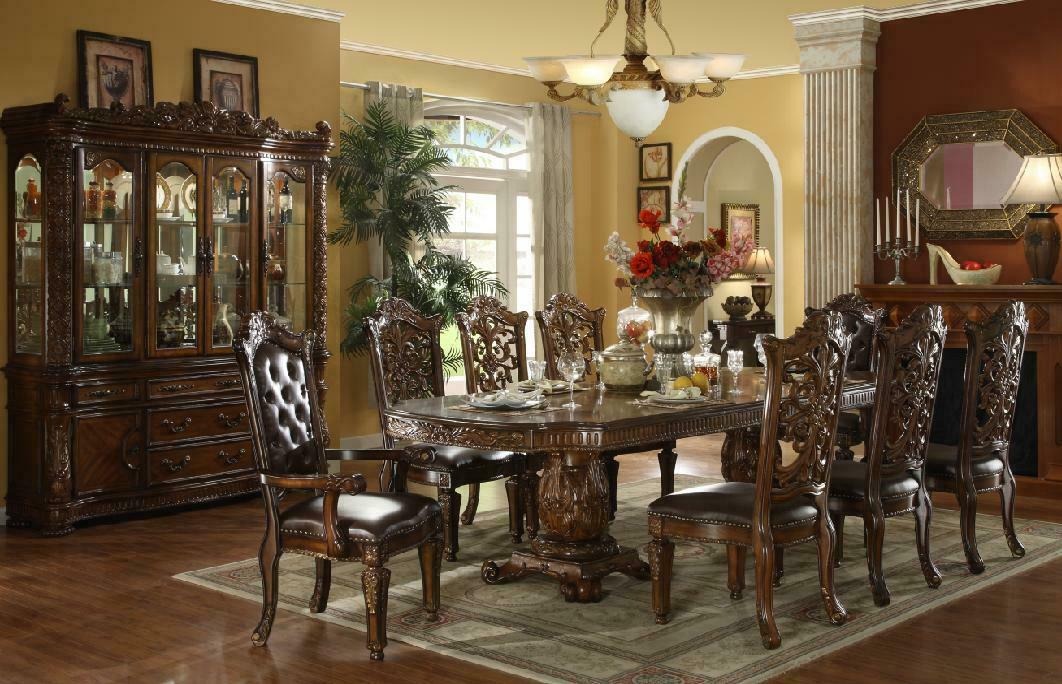 Esszimmer Komplett Garnitur Tisch Anrichte 8x Stuhl Set Vitrine Barock 10 tlg.