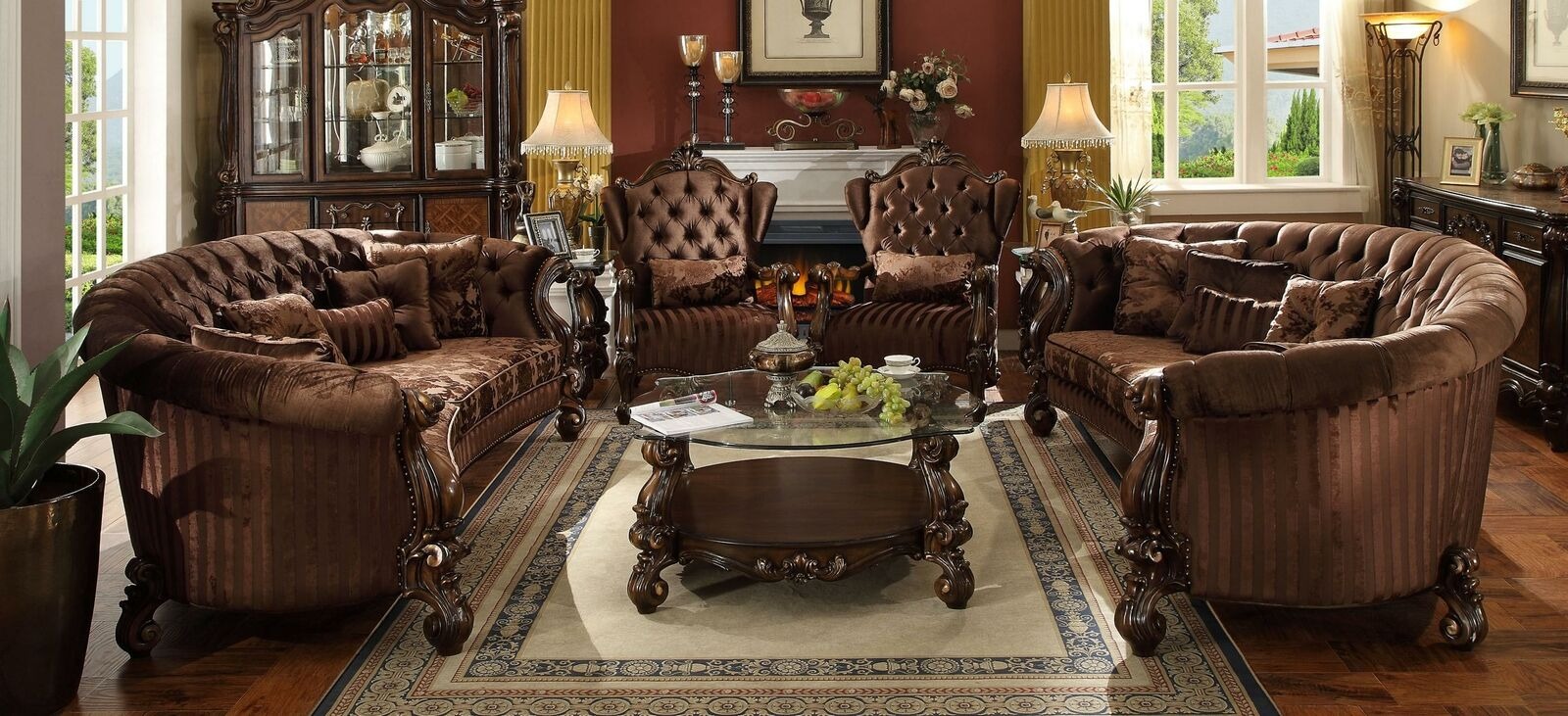 Wohnzimmer Möbel Klassische Sofagarnitur Couchtisch Sofa Couch Set Sofas 5tlg.