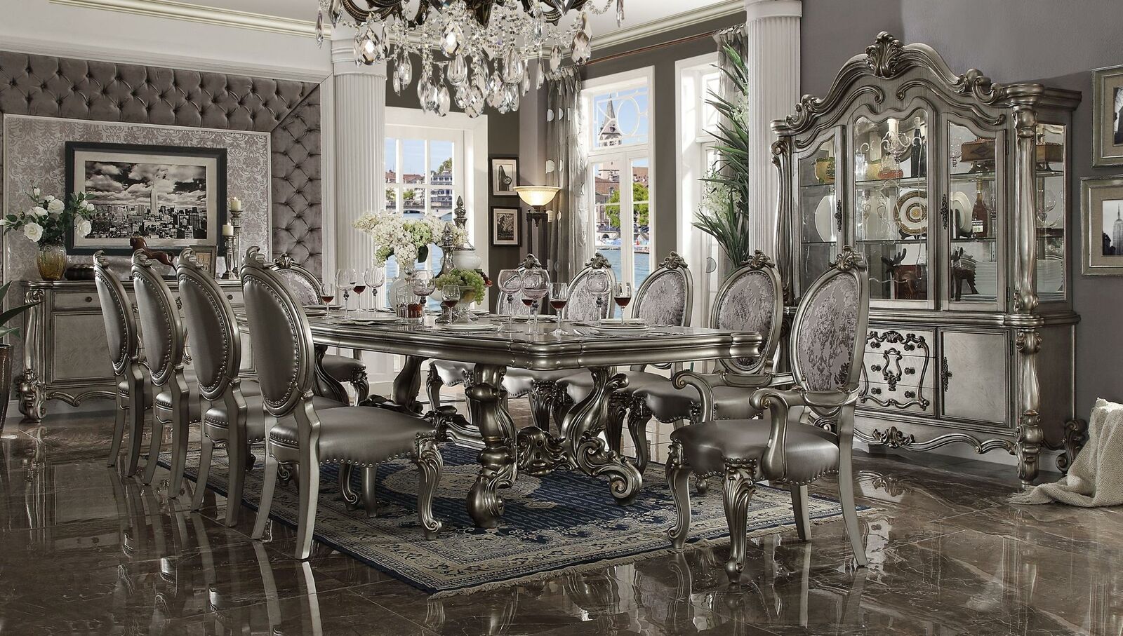 Esszimmer Set Barock Rokoko Tisch 10x Stühle Anrichte Kommode 13tlg.Gruppe neu