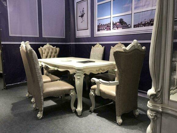 Esszimmer Garnitur 7tlg Barock Rokoko Tisch 6x Stühle Stuhl Gruppe Geschnitzt