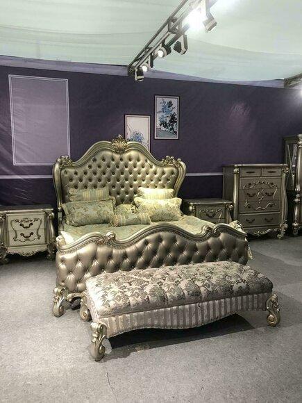 Bett 2x Nachttisch 3 tlg. Schlafzimmer Set Design Luxus Betten Chesterfield neu