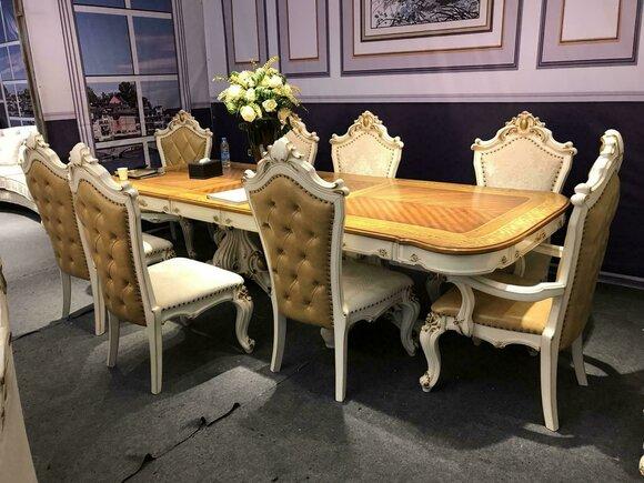 Möbel Tisch 8x Stuhl Sets Esszimmer Garnitur Holz Komplett Barock Rokoko Gruppe