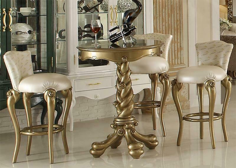 Barhocker Stuhl Sessel Bar Hausbar für Theke Tresen Barschrank Barock Rokoko Neu