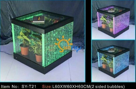 Design Tisch Couchtisch Wasser Säulen Säule Sofa Tische LED Beleuchtet Water