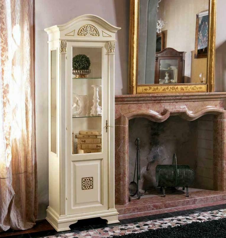 Vitrine Glas Schrank Wohnzimmer Schaufenster 1 trg. Vitrinen Hochschrank Barock