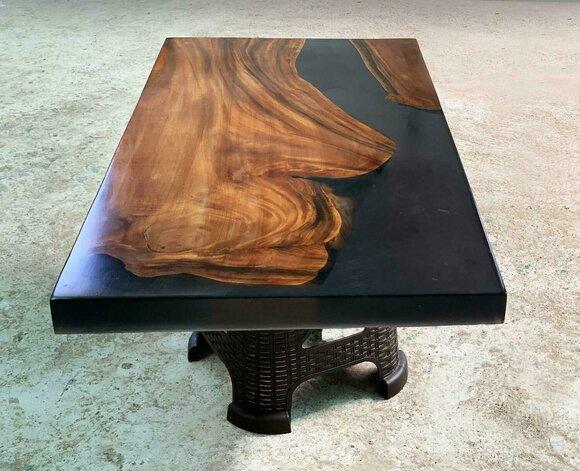 Couchtisch River Tisch Massiv Tische 100x60 Flusstisch Echtes Holz Epoxidharz