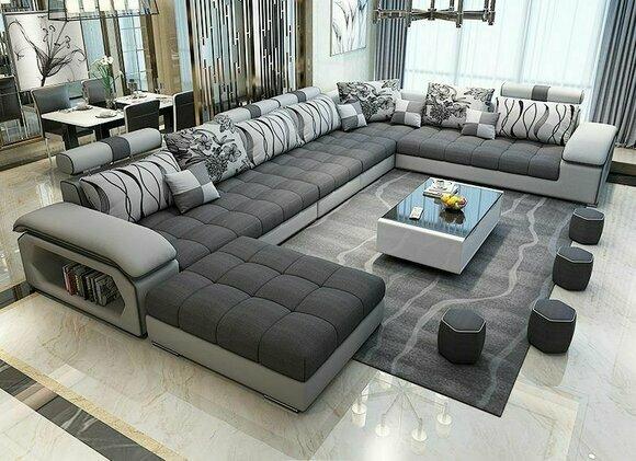 Wohnlandschaft Ecksofa UForm Sofa Couch Leder Design Couch Textil Modern Sofas