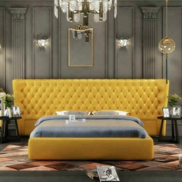 XXL Big Wand Paneel Bett Chesterfield Hotel Luxus Design Betten 200x200cm Neu