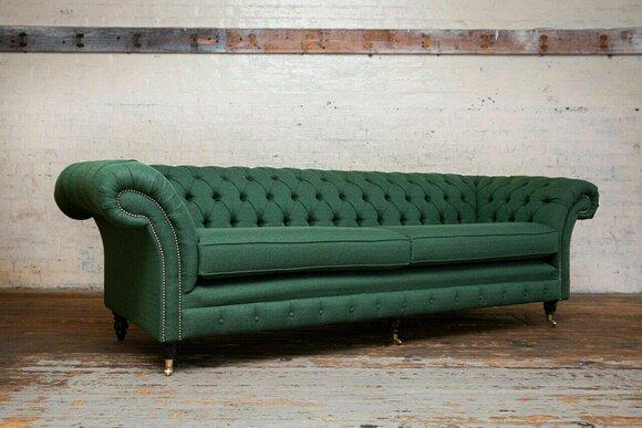Knopf Sofa Chaesterfield Sofas 4 Sitzer Couch Polster Stoff Wohnzimmer