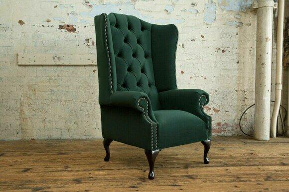 Chesterfield Ohrensessel Sessel 1 Sitzer Polster Couch Sofa Relax Fernseh Stoff