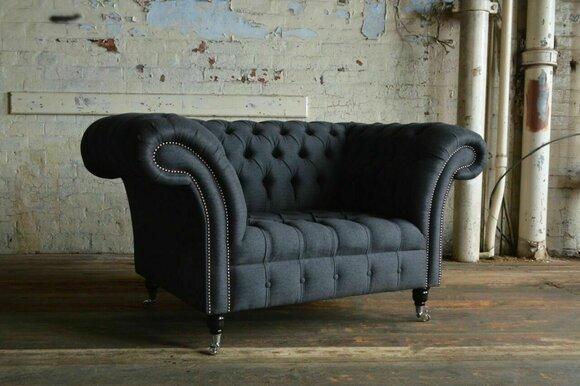 Design Chesterfield Stoff Couch Sessel 1.5 Sitzer Polster Sofas Lounge Club Neu