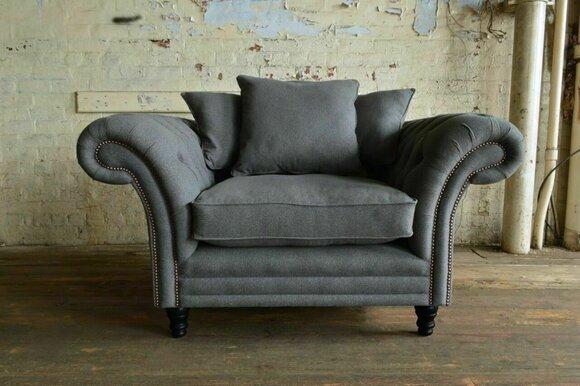 Design Chesterfield Sessel 1 Sitzer Couch Polster Luxus Klassische Textil Sofas
