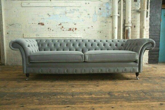 Chesterfield 4 Sitzer Polster Couch Modern Stil Leder Stoff Sofa Couchen