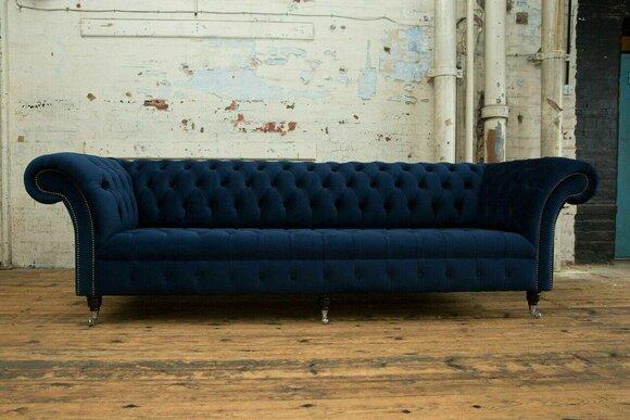 Chesterfield Sofa Samt Viersitzer Design Sofas Polster Couchen Couch Samt 265cm