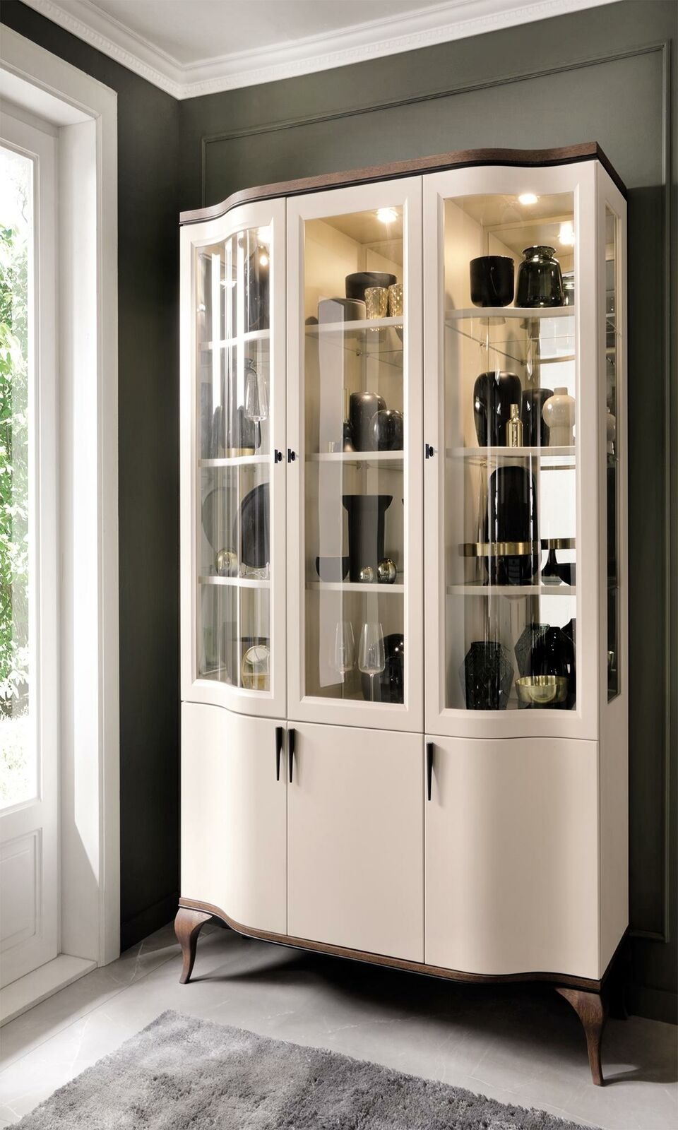 Schränke Vitrine Vitrinen Holz Edler Luxus Glas Schrank Holz Regal Wohnzimmer