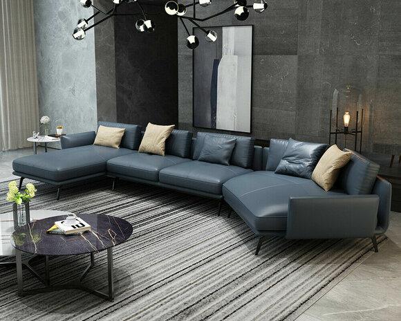 Italienische Möbel Wohnzimmer Ecksofa Couch Polster Luxus Sofa Eckgarnitur Leder