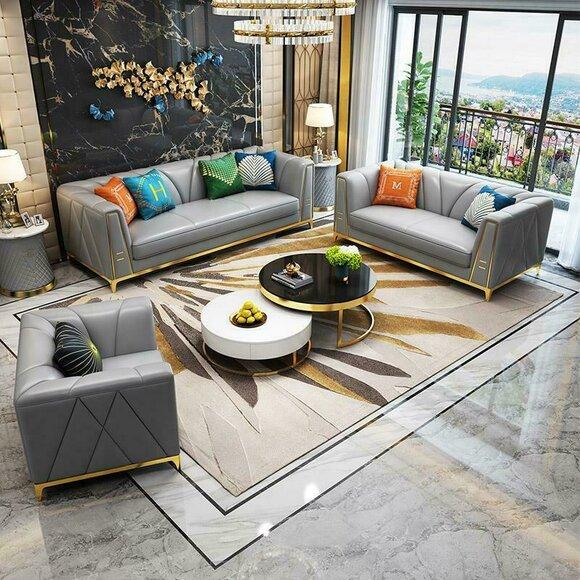 Sofagarnitur Polster Sitz Garnituren 2tlg. Set 3+2 Sitzer Neu Couch Ledersofa