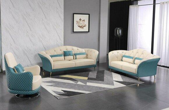 Sofagarnitur Designer Sofa Ledersofa 321 Sitzer Modernes Sofa Wohnlandschaft Neu