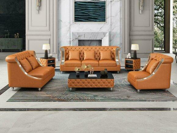 Moderne Sofa Couch 3 Sitzer Chesterfield Ledersofa Dreisitzer Couchen Sofas Neu