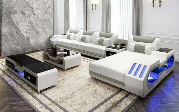 Lederpolster Design Ecksofa Eckcouch Couch Sofa L Form Wohnlandschaft Wohnzimmer