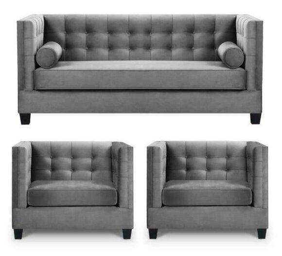Sofagarnitur Schlafsofa Grau Sessel Kreative Möbel Textil Stoff Wohnzimmer Neu
